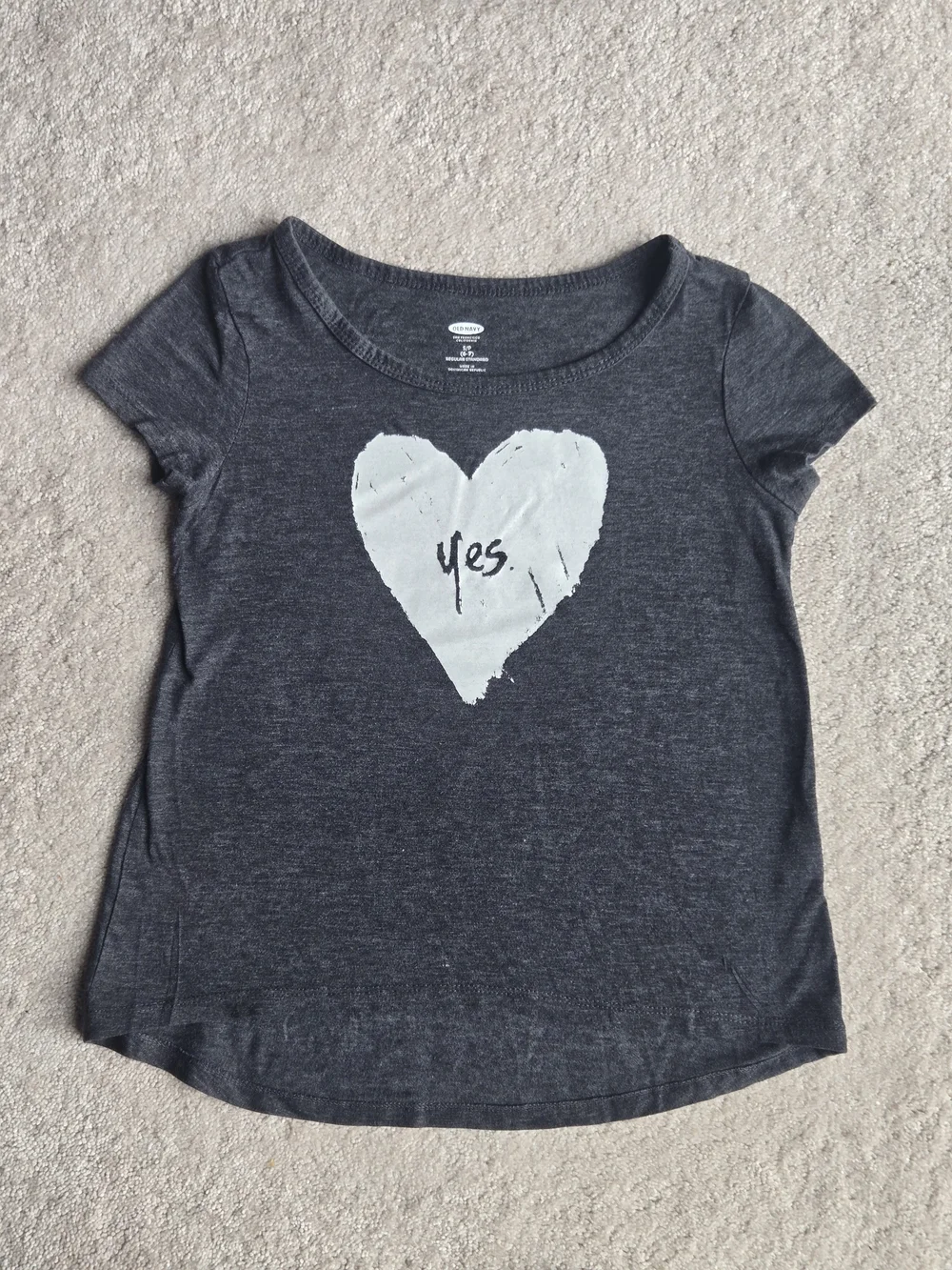 Old Navy Charcoal Short-Sleeve Tee with White Heart